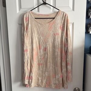 J. Jill Pure Jill Women’s Floral Print Long Sleeve Scoop Neck Tee Size L
